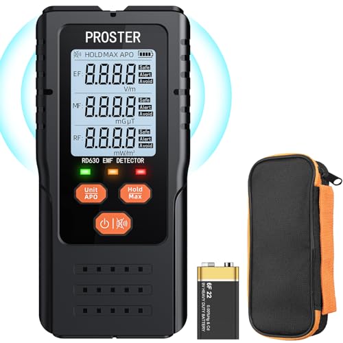 Proster Detector de Radiación de Campo Magnético 3 en 1 Medidor EMF para Torres de...