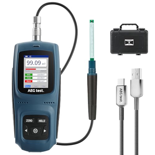 AEGTEST 8103 Gaussímetro Recargable 0-2500mT,agnetómetro con Registro de Datos y Alarma,...