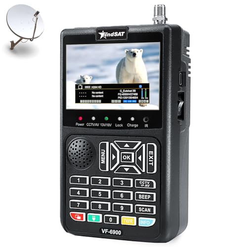VF6900 Medidor de Campo DVB-S/S2, Medidor Señal Satelite con Imagen de TV, Buscador...