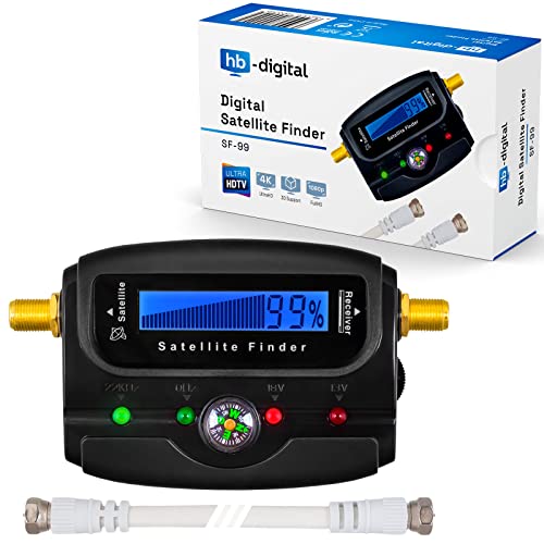 HB DIGITAL SATFINDER con pantalla LCD brújula y sonido + cable de conexión F +...